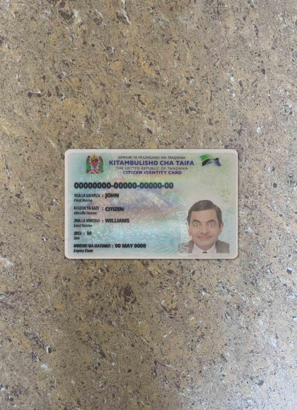 Tanzania ID version 2 photolook FRONT PSD template